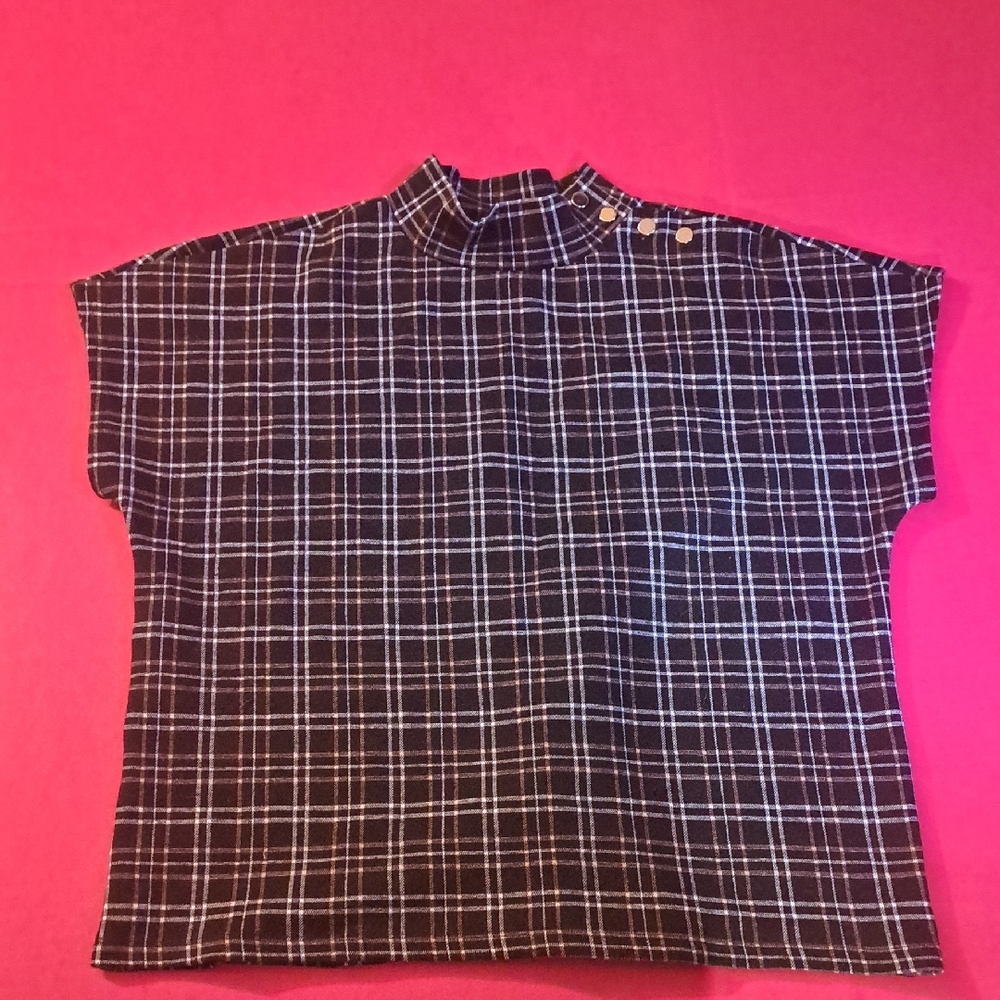 Ann Taylor Black and White Checkered Shirt